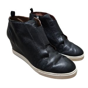 L. Paolo Hidden Wedge Heeled Sneakers Black White